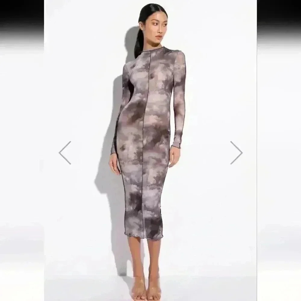 Blanc clothing sheer midi dress